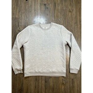 Marine Layer Sweatshirt Mens Large Beige Quilted Crewneck Pullover Casual Fall